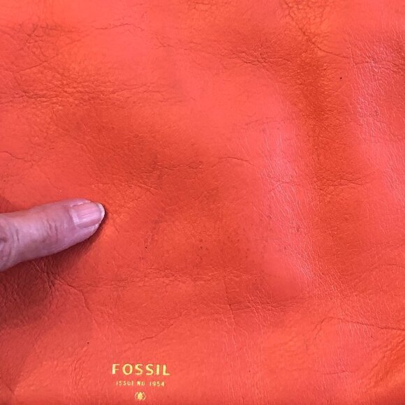 Fossil Melon Color Crossbody Shoulder Trap Leather Bag - Picture 12 of 12